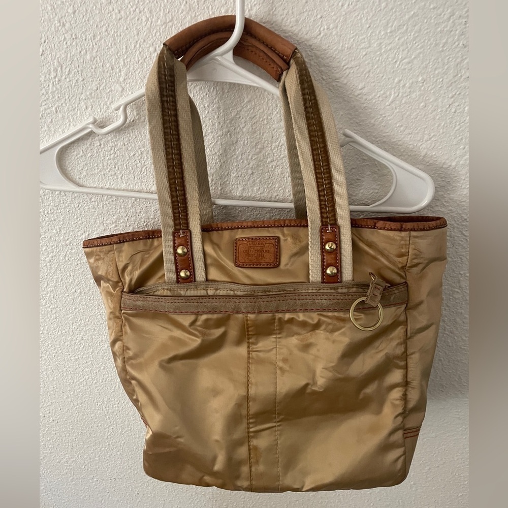 Coach Soft Gold Leather Trim Handbag